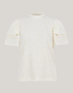 Shoeby Ajour Ruffle Top Gebroken Wit<DAMES Tops