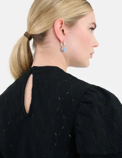 Shoeby Ajour Ruffle Top Zwart<DAMES Tops