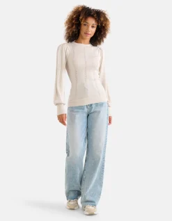 Shoeby Ajour Top Beige<DAMES Tops|Truien En Sweaters