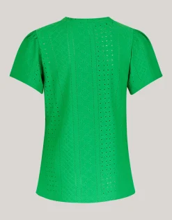 Shoeby Ajour Top Groen< Tops Korte Mouw