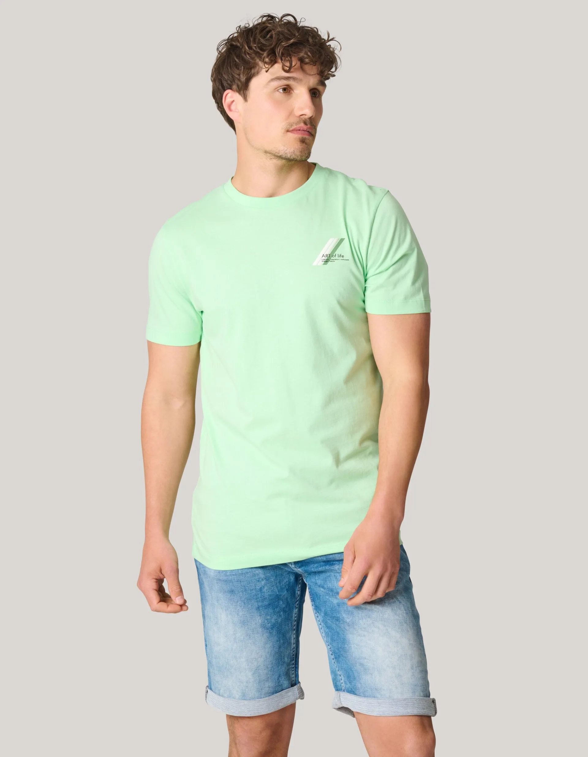 Shoeby Art T-shirt Lichtgroen<Heren T-Shirts En Polo's