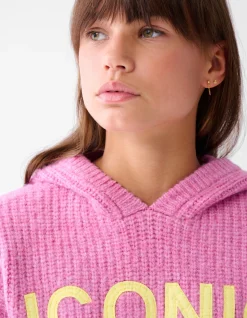 Shoeby Artwork Gebreide Hoodie Roze< Sweaters En Hoodies