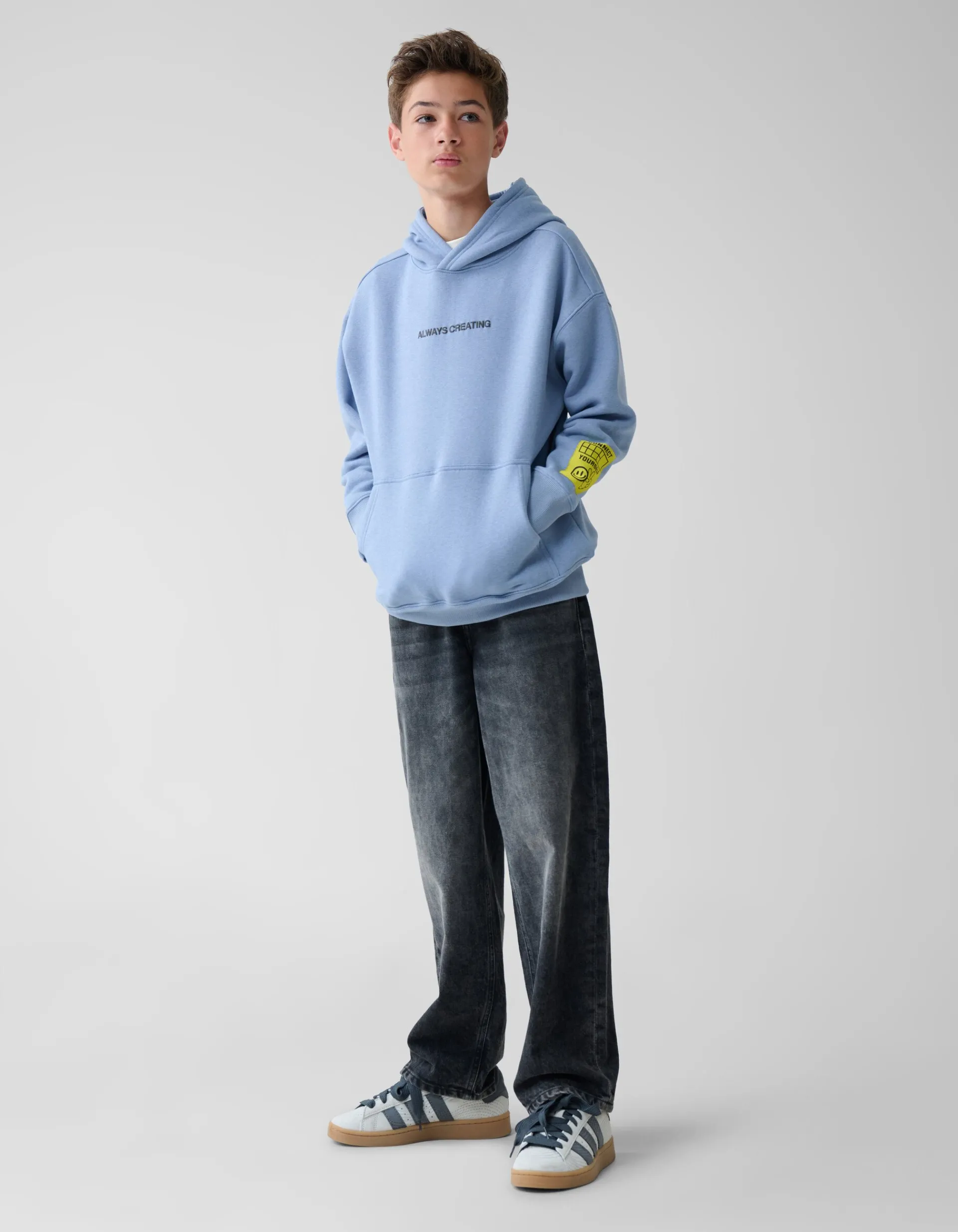 Shoeby Artwork Hoodie Blauw< Gebreide Truien|Hoodies