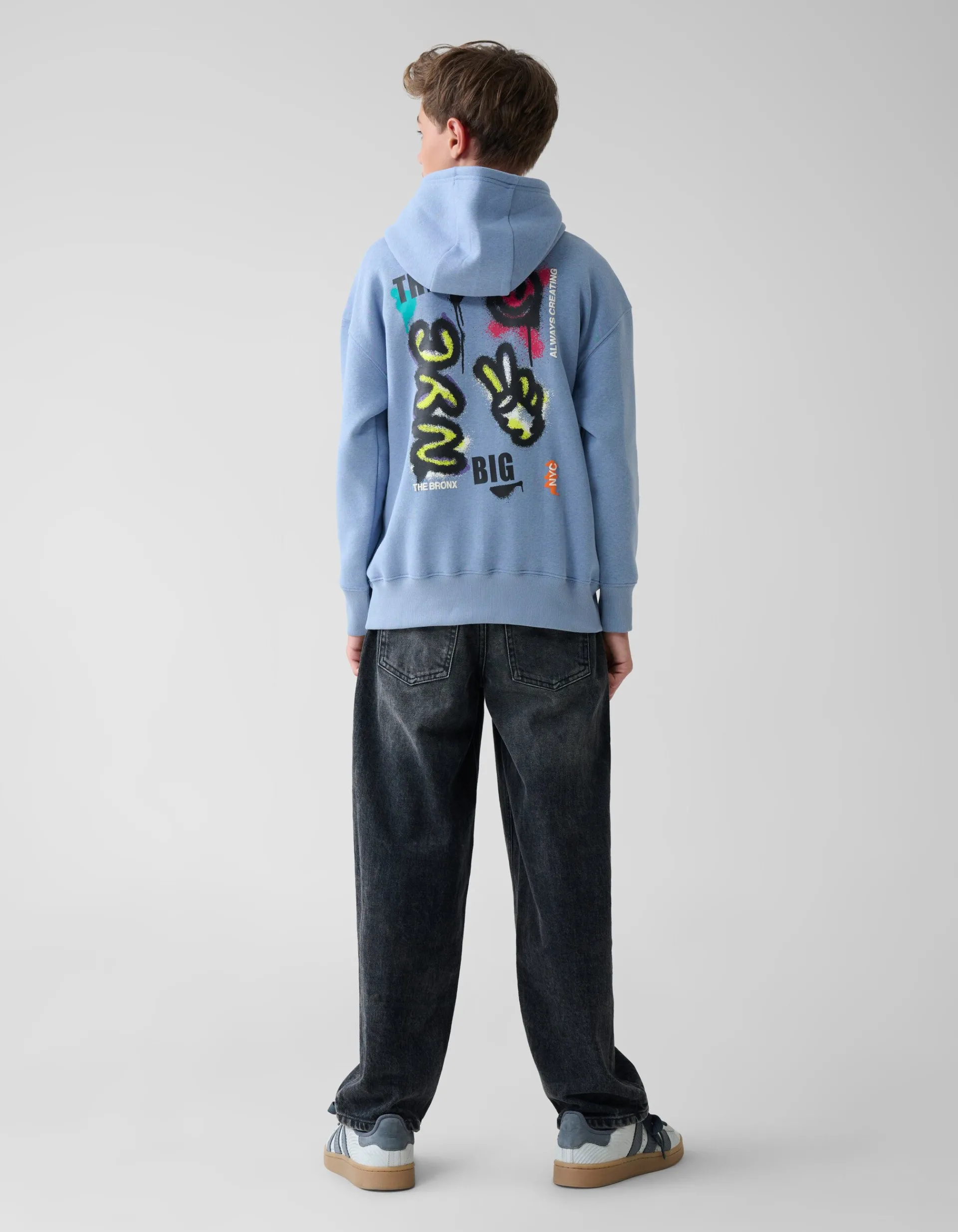 Shoeby Artwork Hoodie Blauw< Gebreide Truien|Hoodies