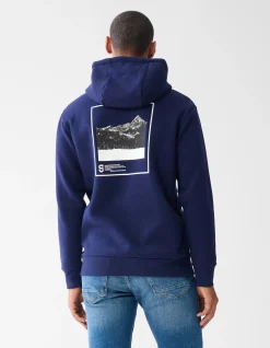 Shoeby Artwork Hoodie Donkerblauw<Heren Truien En Sweaters