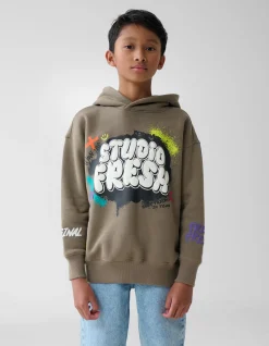 Shoeby Artwork Hoodie Groen< Gebreide Truien|Hoodies