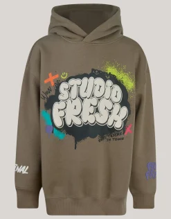 Shoeby Artwork Hoodie Groen< Gebreide Truien|Hoodies