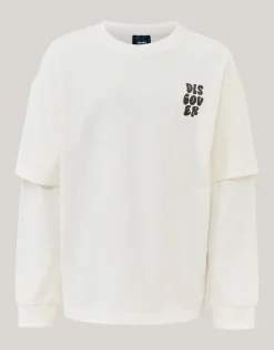 Shoeby Artwork Longsleeve T-shirt Gebroken Wit< T-Shirts