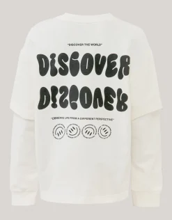 Shoeby Artwork Longsleeve T-shirt Gebroken Wit< T-Shirts