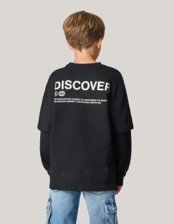 Shoeby Artwork Longsleeve T-shirt Zwart< T-Shirts