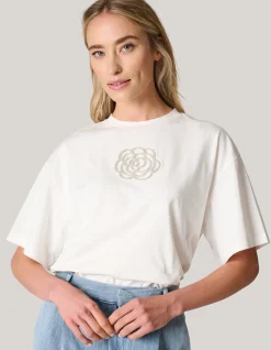 Shoeby Artwork Strass T-shirt Wit<DAMES T-Shirts