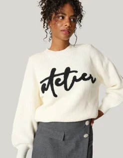 Shoeby Artwork Trui Gebroken Wit<DAMES Truien En Sweaters