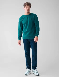 Shoeby Badge Sweater Donkergroen<Heren Truien En Sweaters
