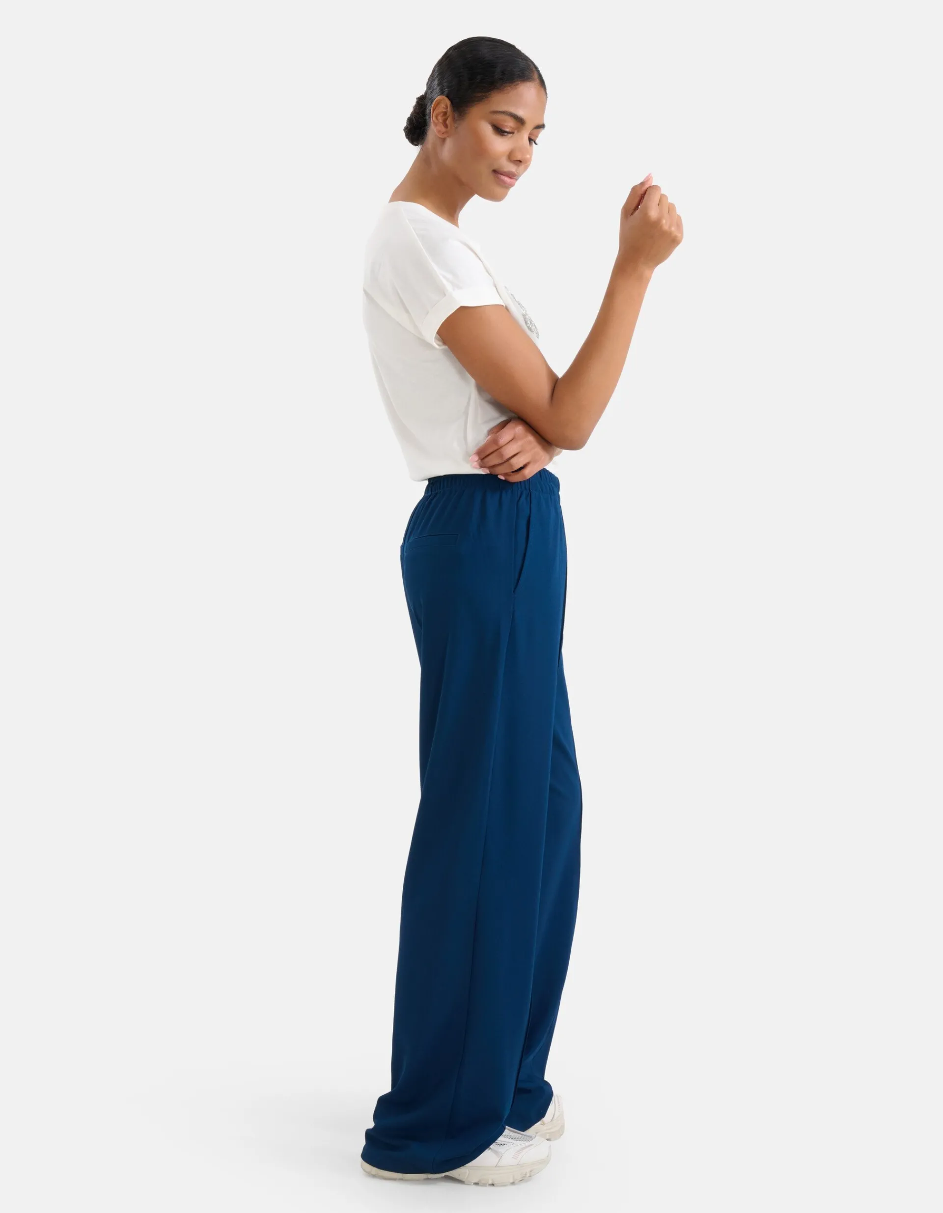 Shoeby Basic Wide Leg Broek Blauw<DAMES Broeken