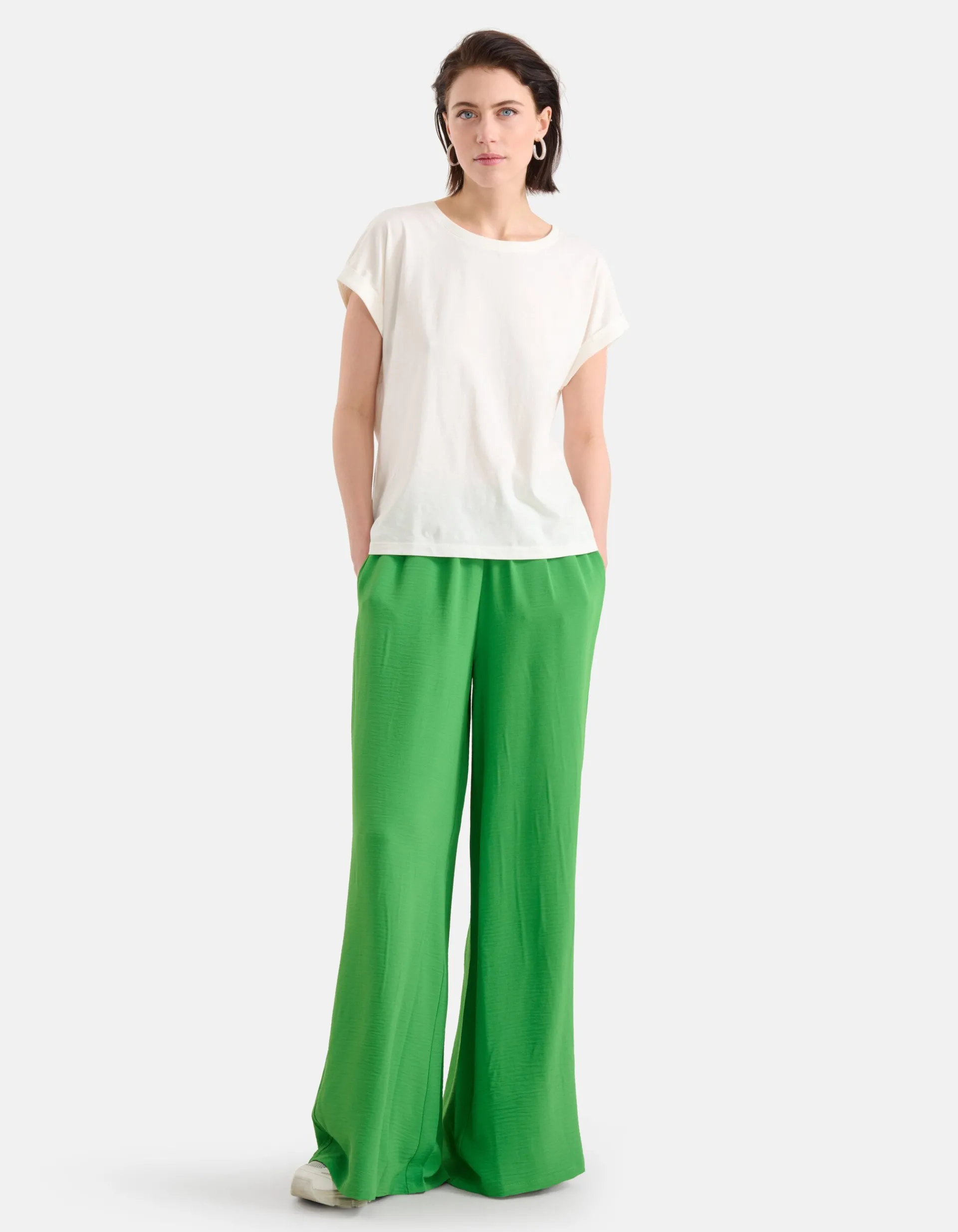 Shoeby Basis Turn Up Sleeve T-shirt Gebroken Wit<DAMES T-Shirts