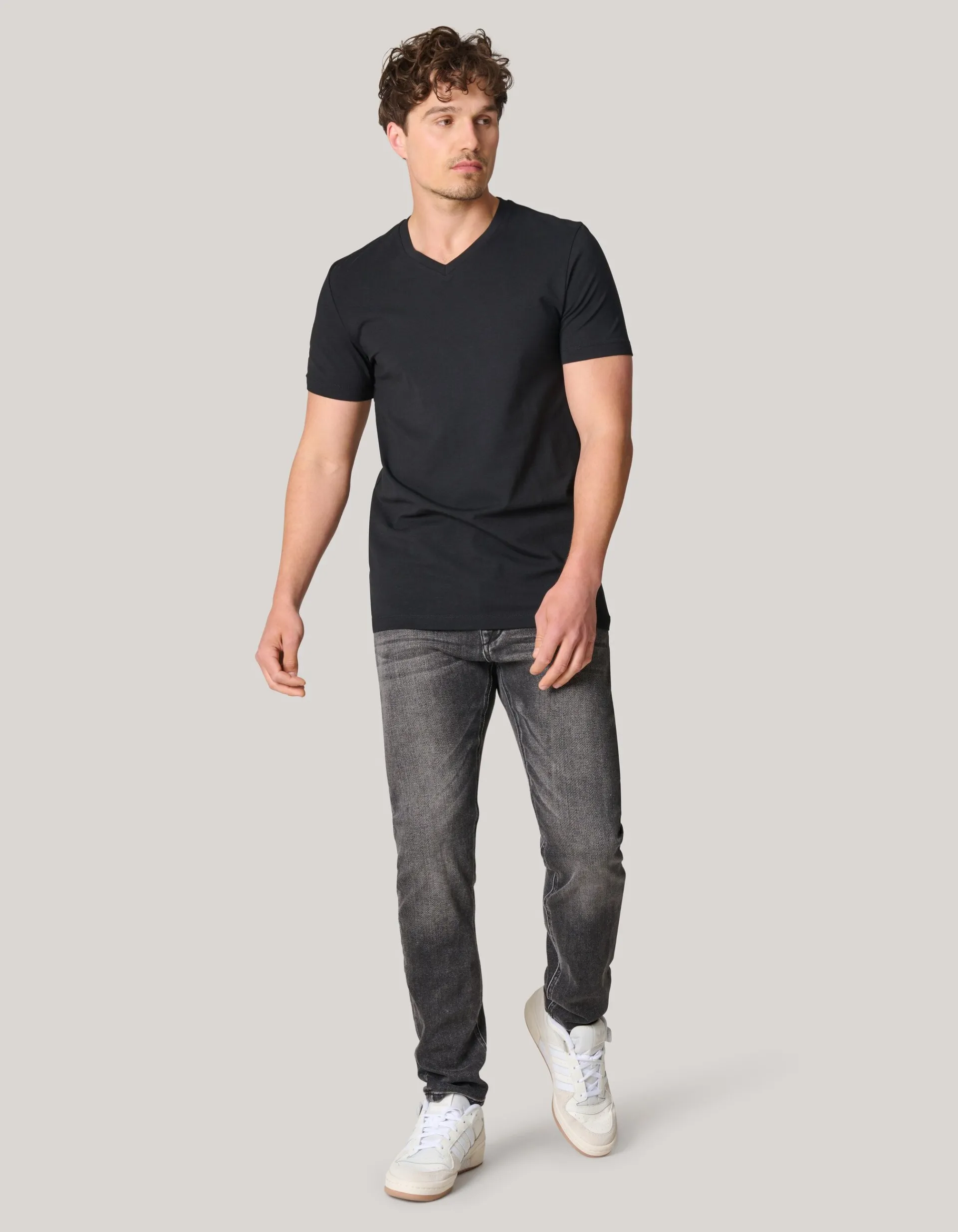 Shoeby Basis V-hals T-shirt Zwart<Heren T-Shirts En Polo's