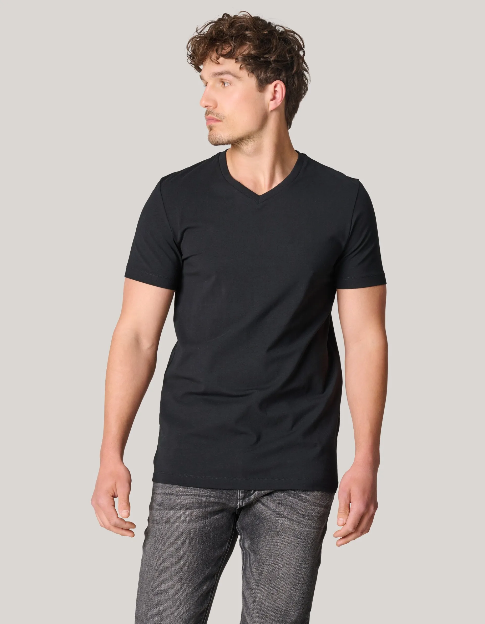 Shoeby Basis V-hals T-shirt Zwart<Heren T-Shirts En Polo's
