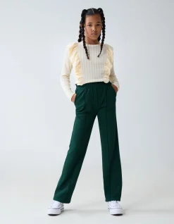 Shoeby Basis Wide Leg Broek Donkergroen< Broeken