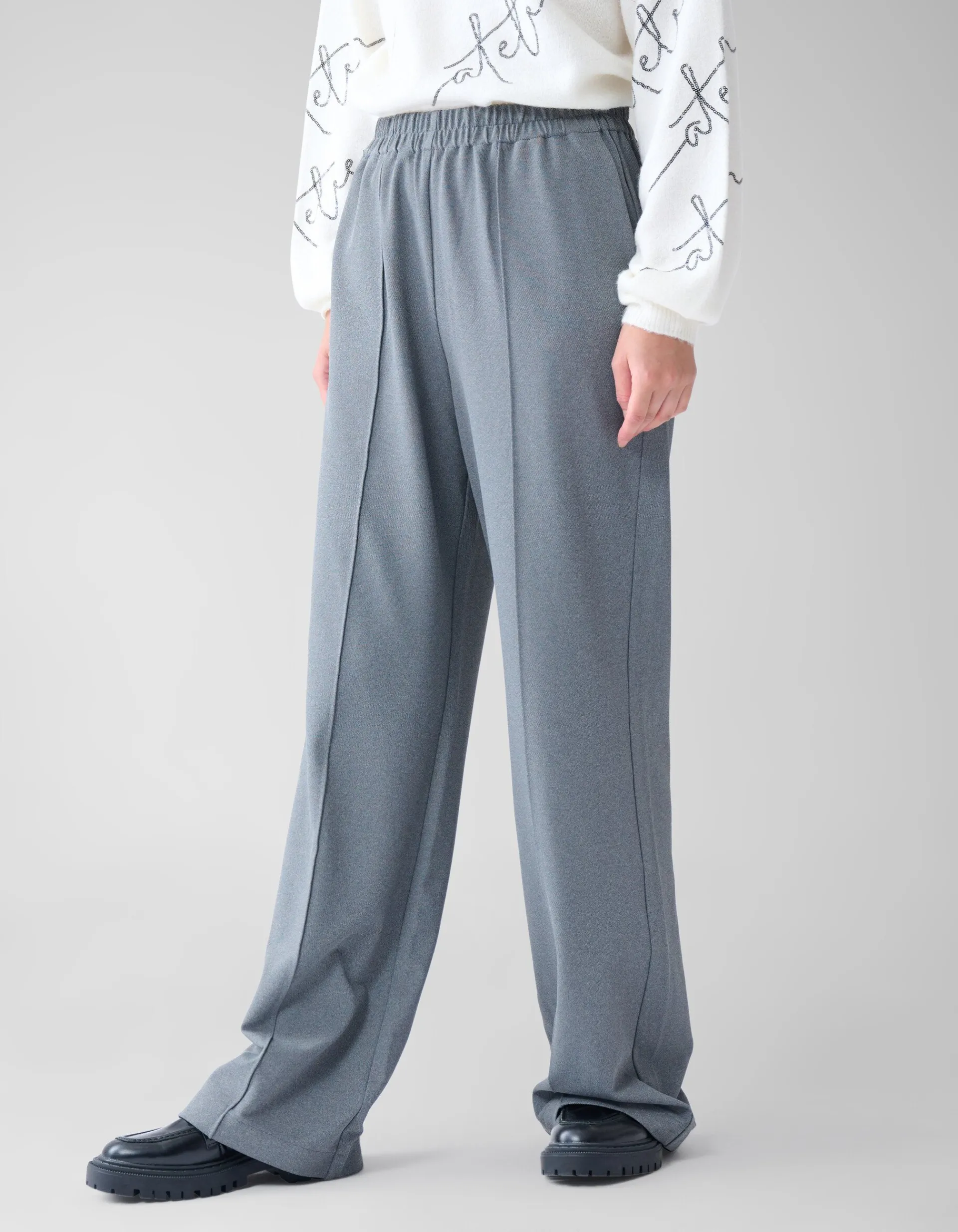 Shoeby Basis Wide Leg Broek Grijs<DAMES Broeken