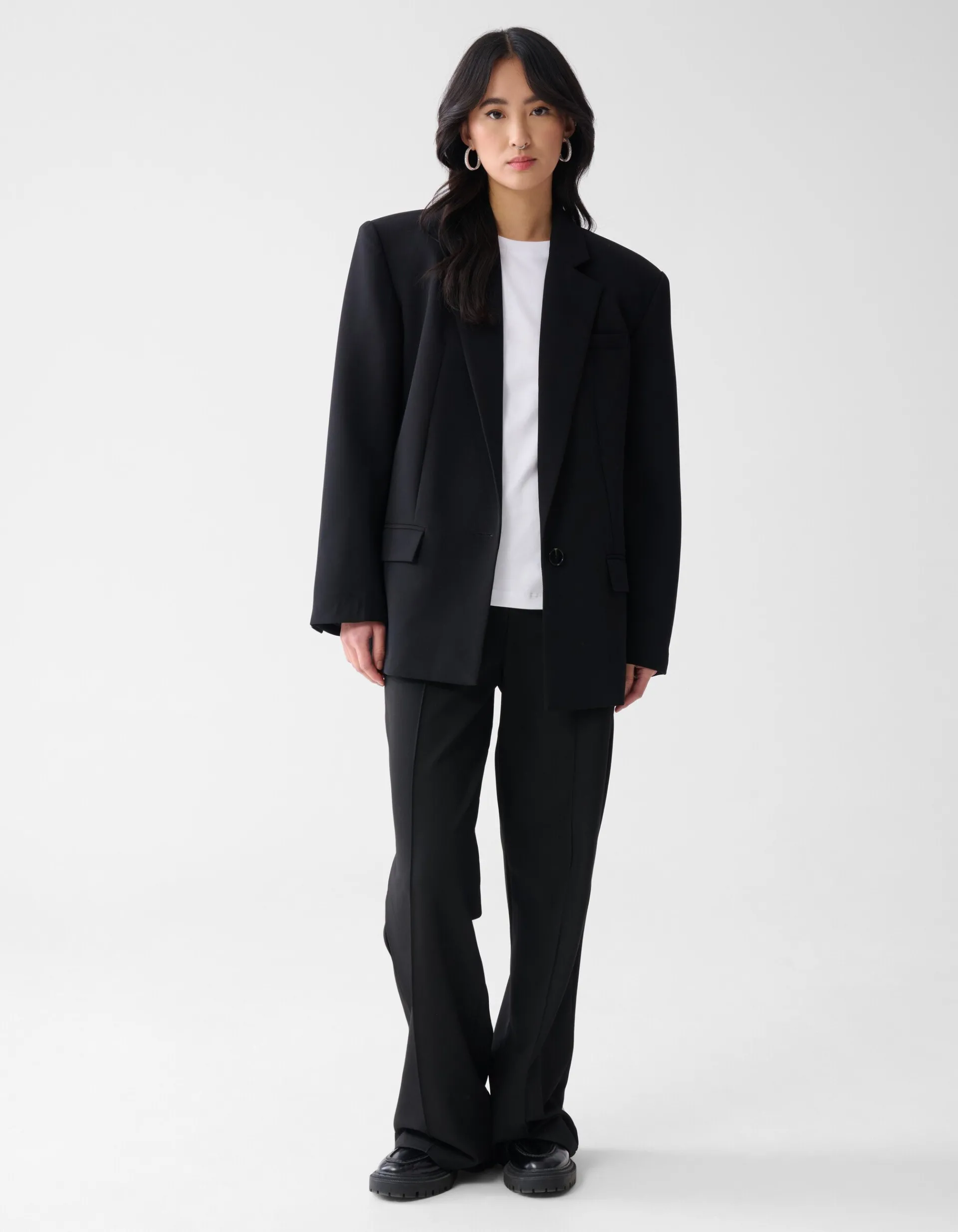Shoeby Basis Wide Leg Broek Zwart<DAMES Broeken