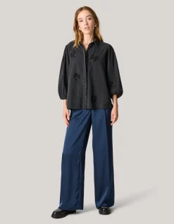 Shoeby Beaded Flower Blouse Donkergrijs<DAMES Blouses