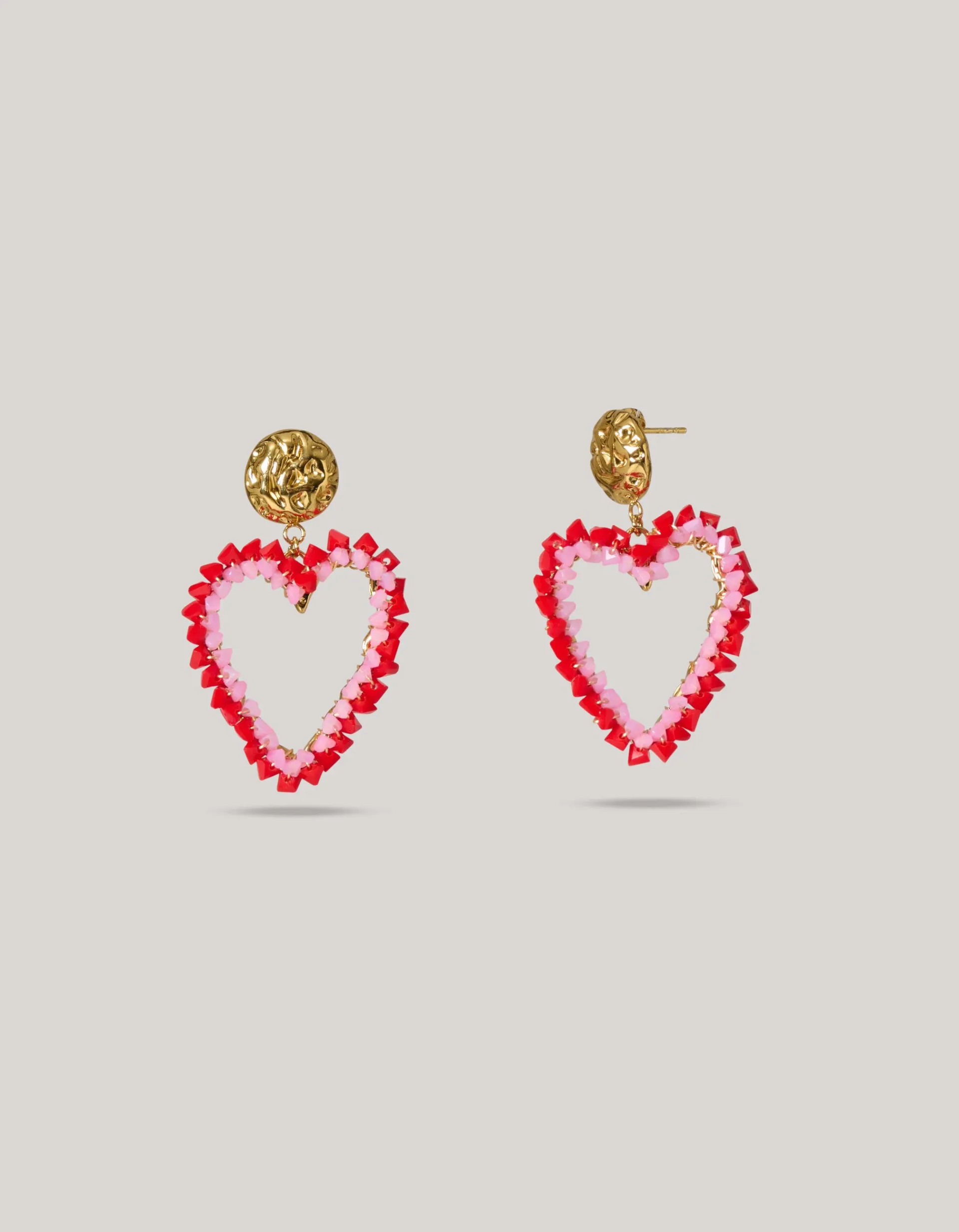 Shoeby Beaded Heart Oorbellen Rood<DAMES Sieraden