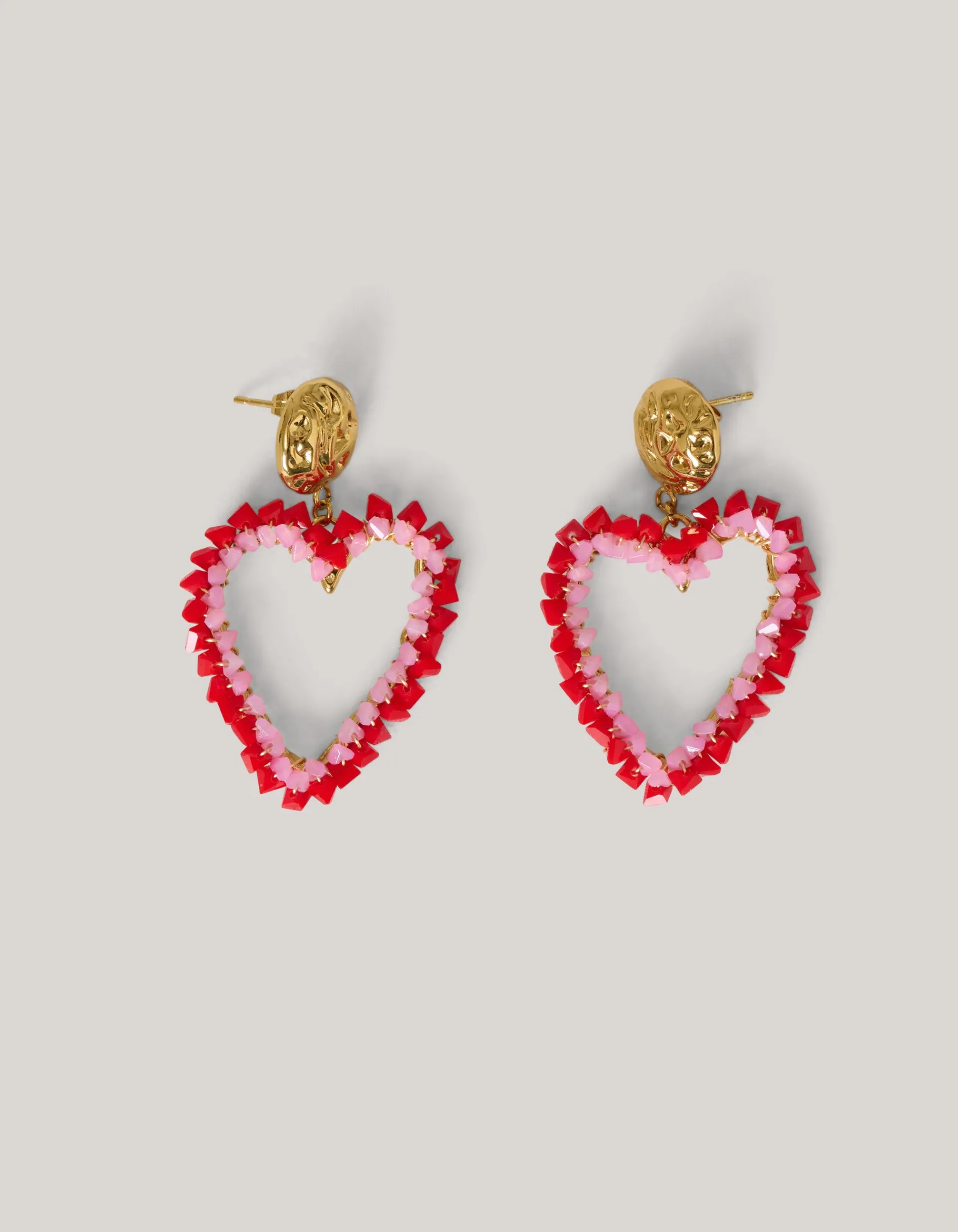Shoeby Beaded Heart Oorbellen Rood<DAMES Sieraden