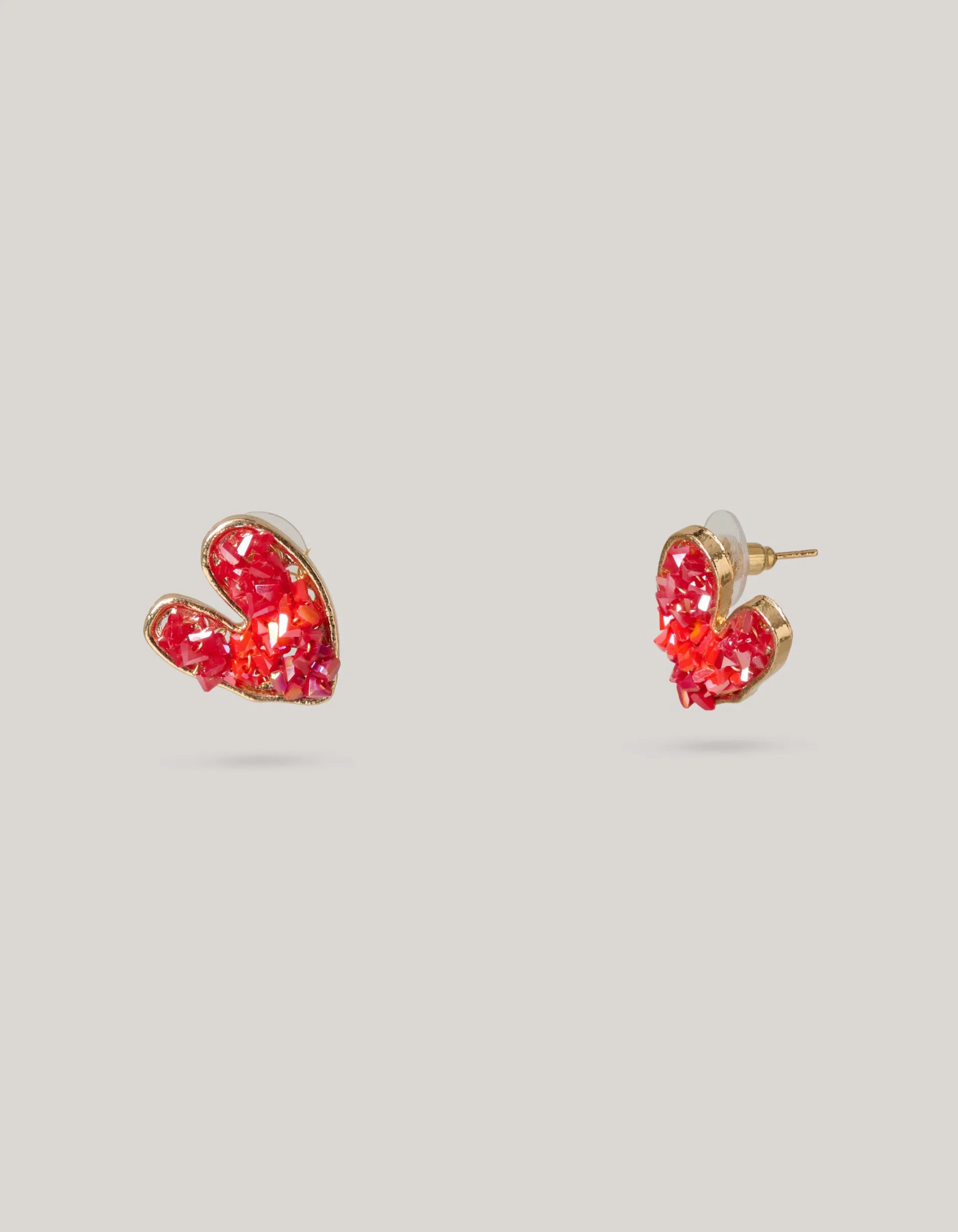 Shoeby beaded Heart Oorbellen Rood<DAMES Sieraden