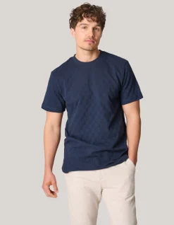 Shoeby Block Structuur T-shirt Donkerblauw<Heren T-Shirts En Polo's