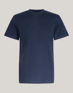 Shoeby Block Structuur T-shirt Donkerblauw<Heren T-Shirts En Polo's