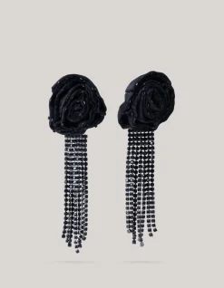 Shoeby Bloem Oorbellen Zwart<DAMES Sieraden