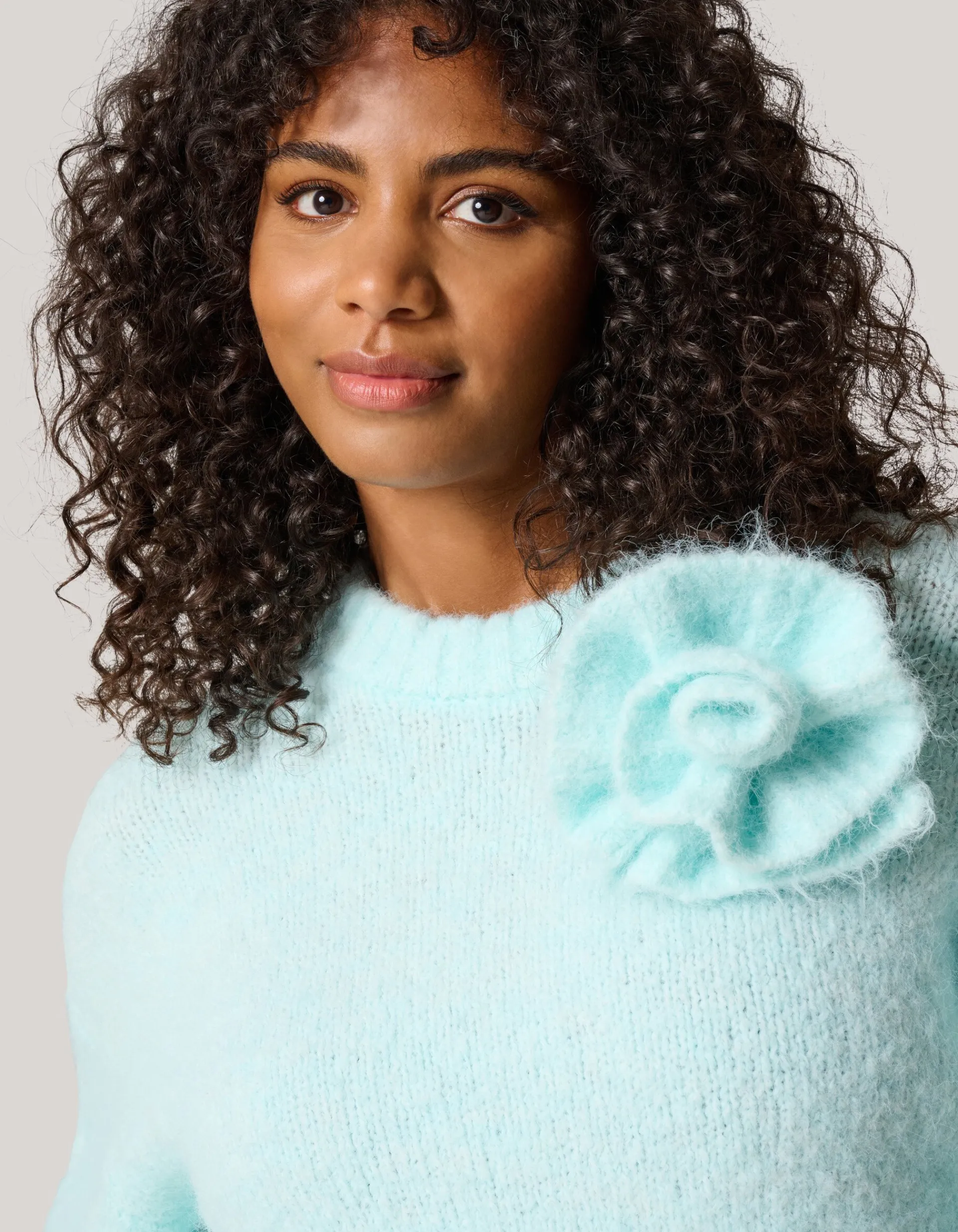 Shoeby Bloem Trui Lichtblauw<DAMES Truien En Sweaters