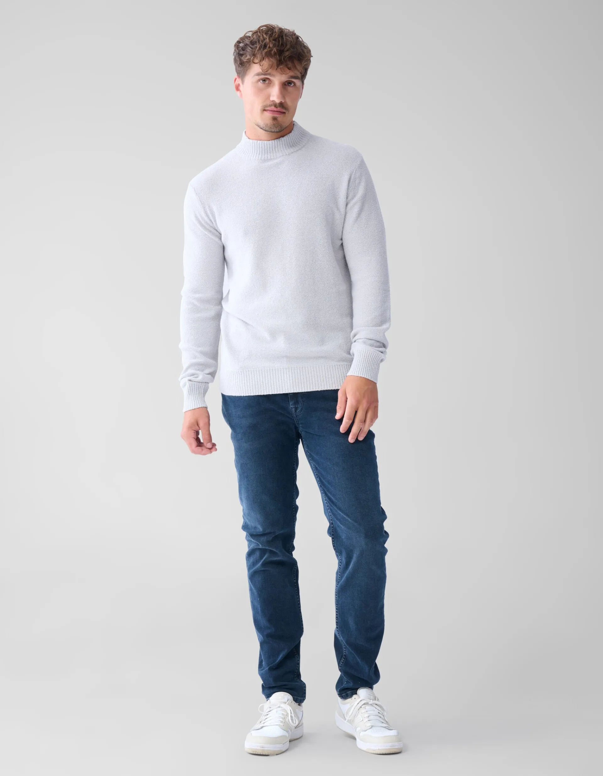 Shoeby Boucle Trui Grijs<Heren Truien En Sweaters