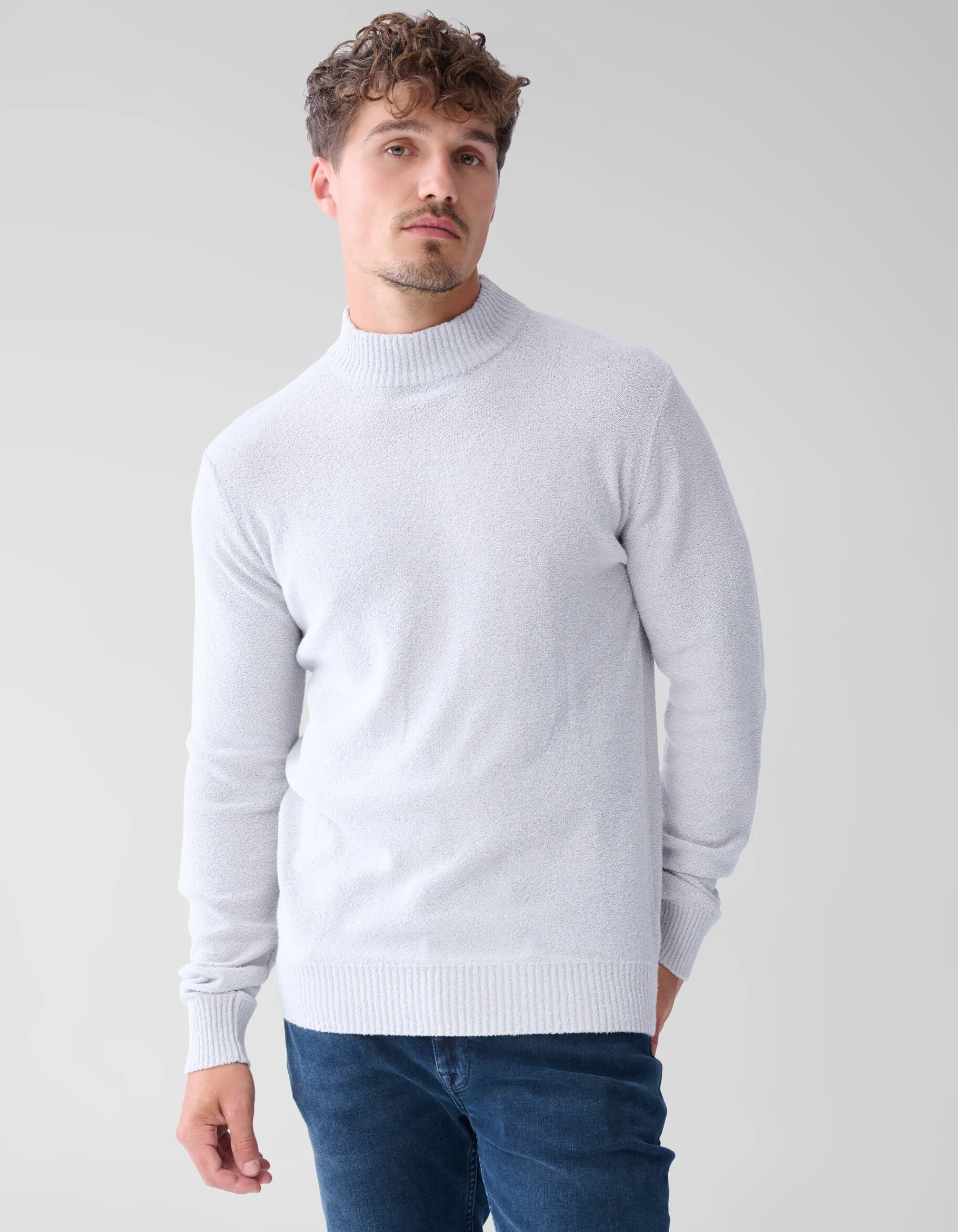 Shoeby Boucle Trui Grijs<Heren Truien En Sweaters