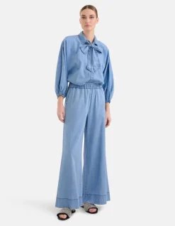 Shoeby Bow Blouse Blauw By Mieke<DAMES Blouses