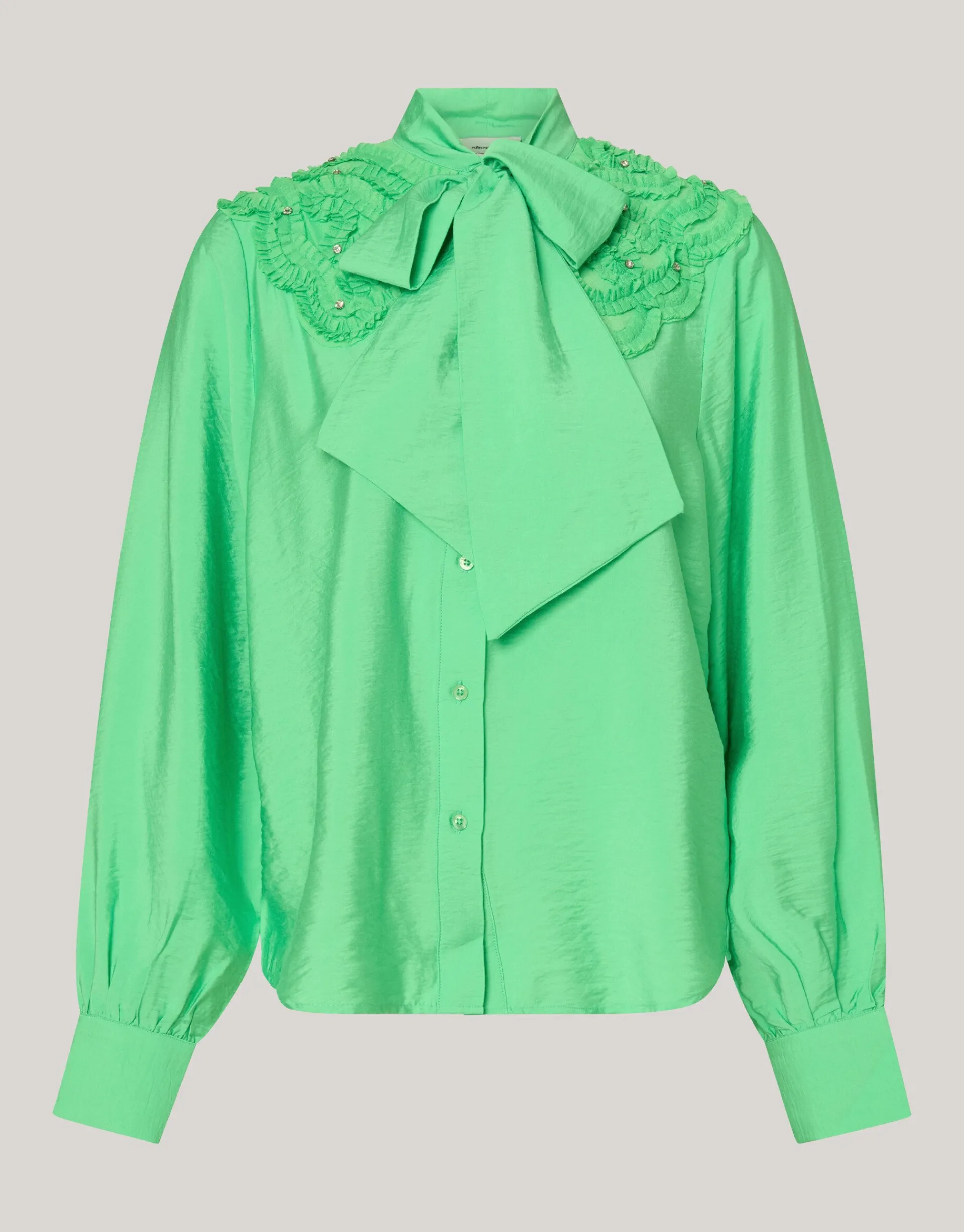 Shoeby Bow Strass Blouse Groen<DAMES Blouses