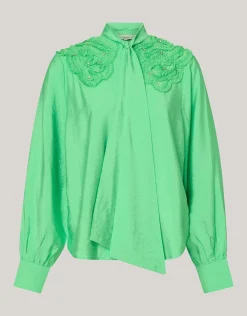 Shoeby Bow Strass Blouse Groen<DAMES Blouses