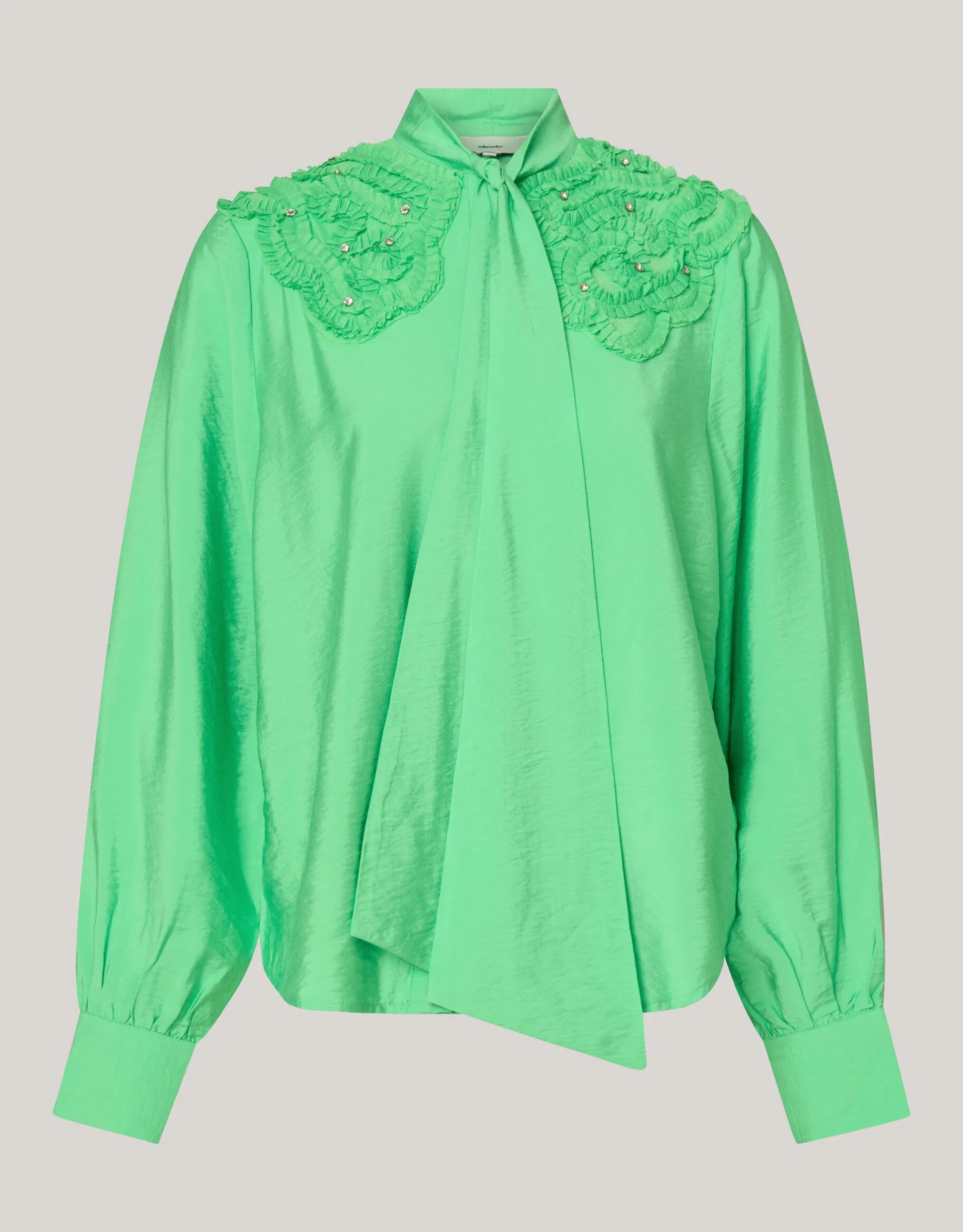 Shoeby Bow Strass Blouse Groen<DAMES Blouses