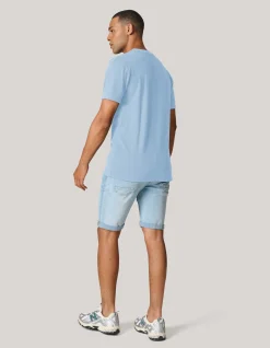 Shoeby Brushed T-shirt Lichtblauw<Heren T-Shirts En Polo's
