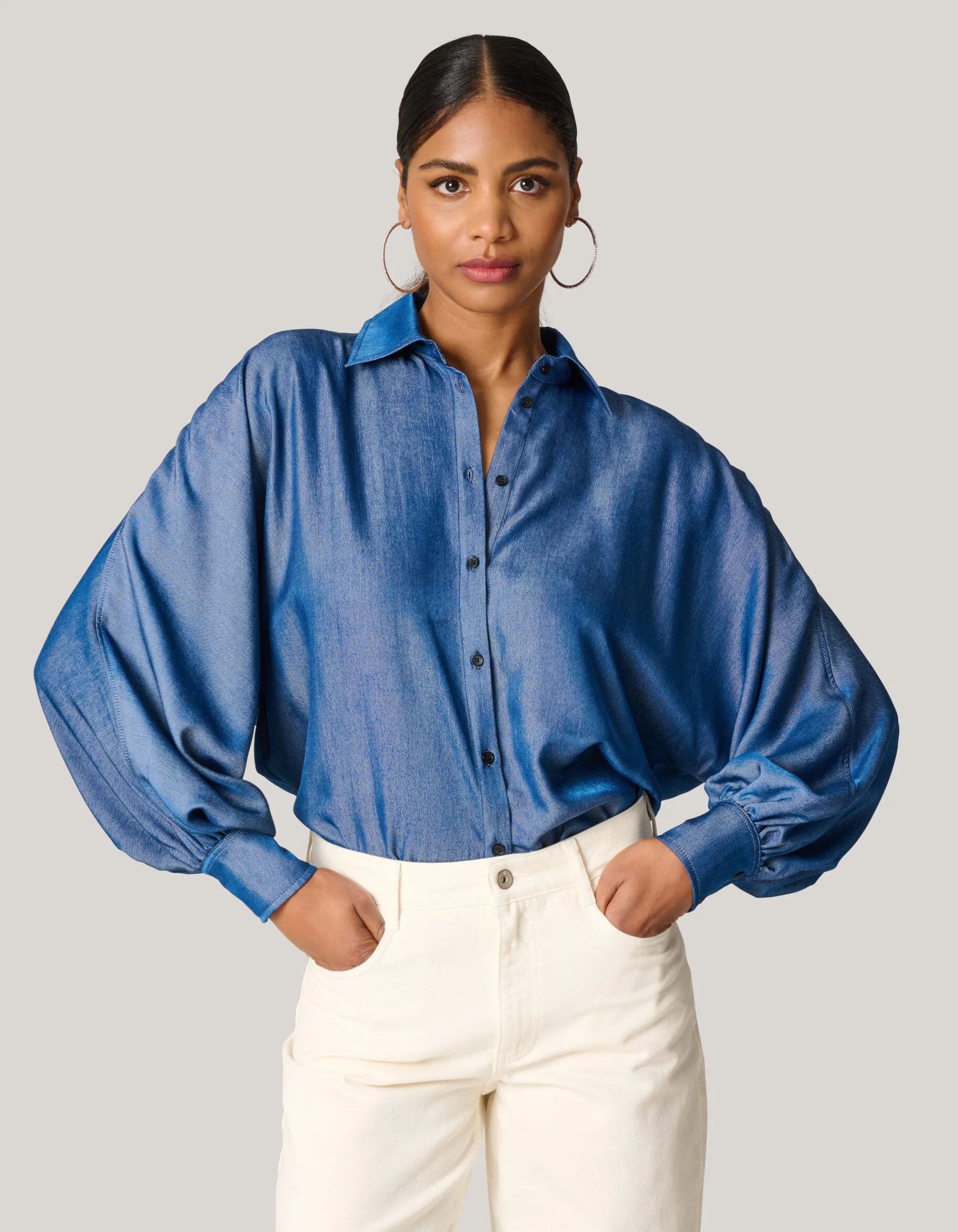 Shoeby Chambray Blouse Blauw<DAMES Blouses