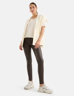 Shoeby Coated Broek Donkerbruin<DAMES Broeken