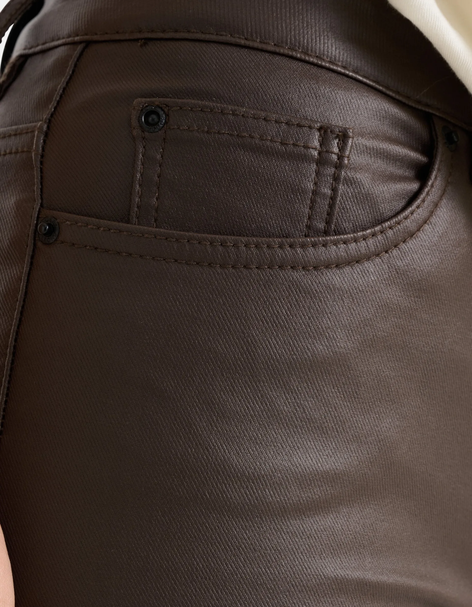 Shoeby Coated Broek Donkerbruin<DAMES Broeken