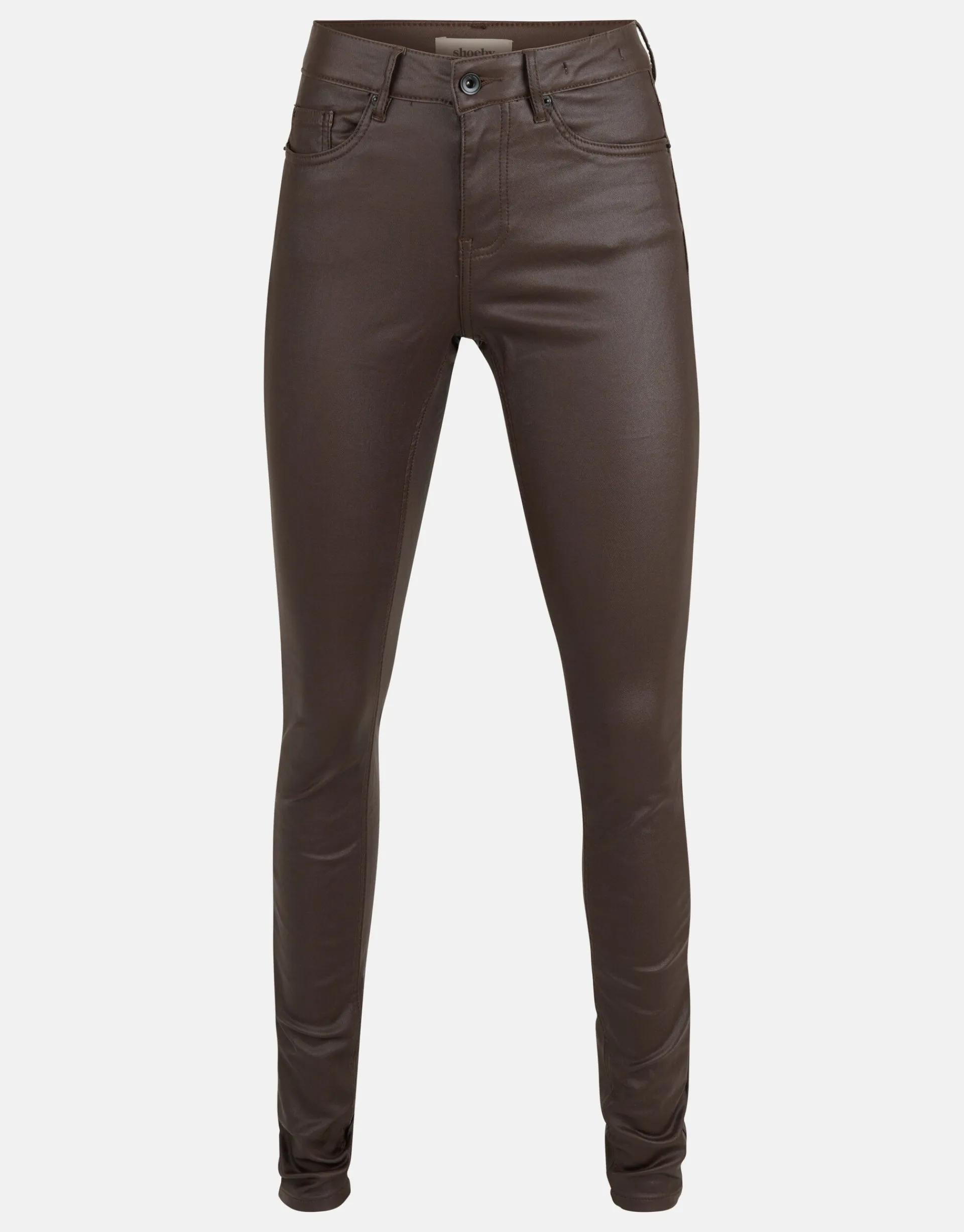 Shoeby Coated Broek Donkerbruin<DAMES Broeken
