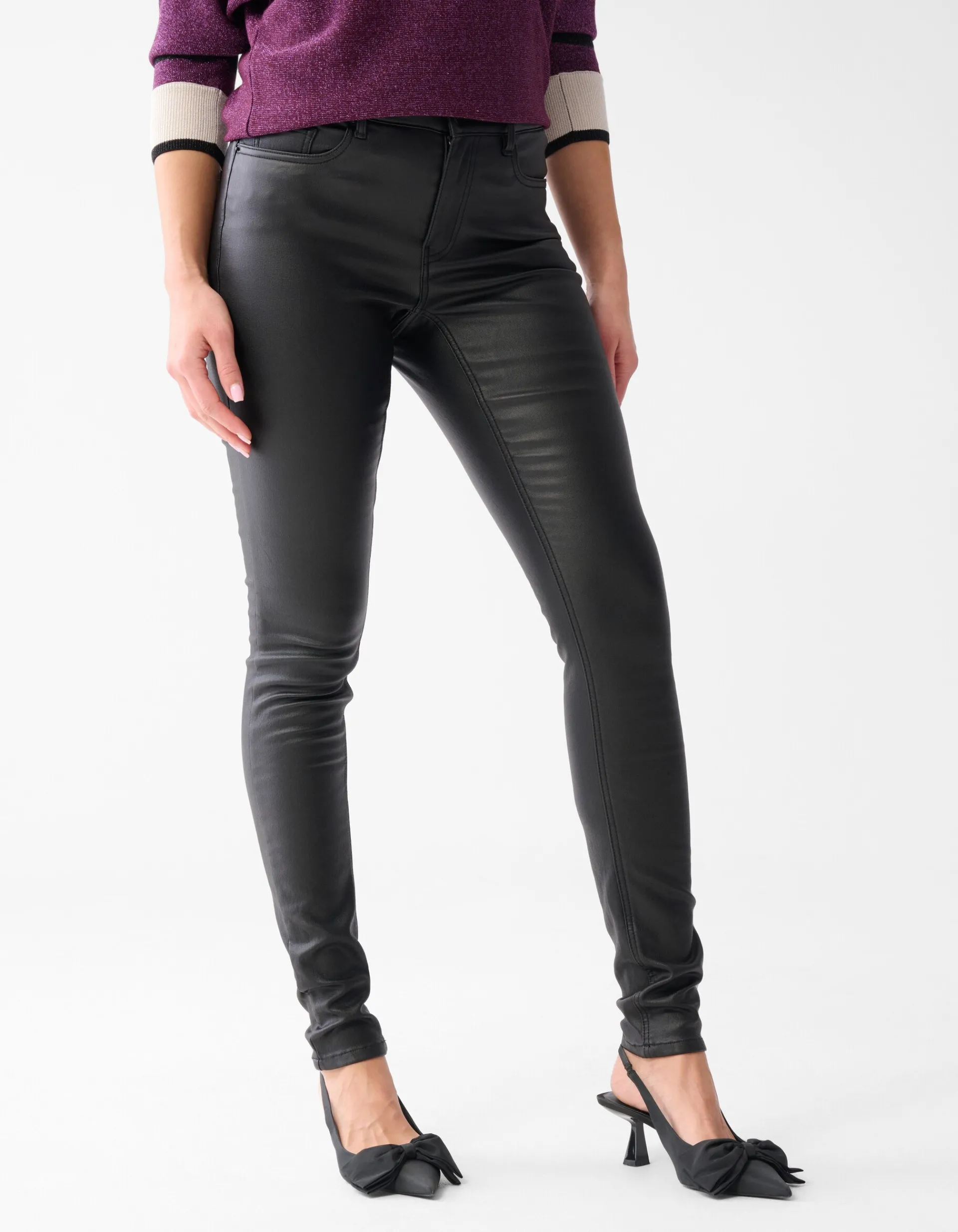 Shoeby Coated Broek Zwart<DAMES Broeken