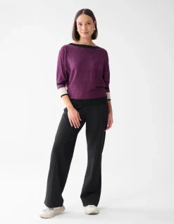 Shoeby Colorblock Glitter Batwing Trui Paars<DAMES Truien En Sweaters