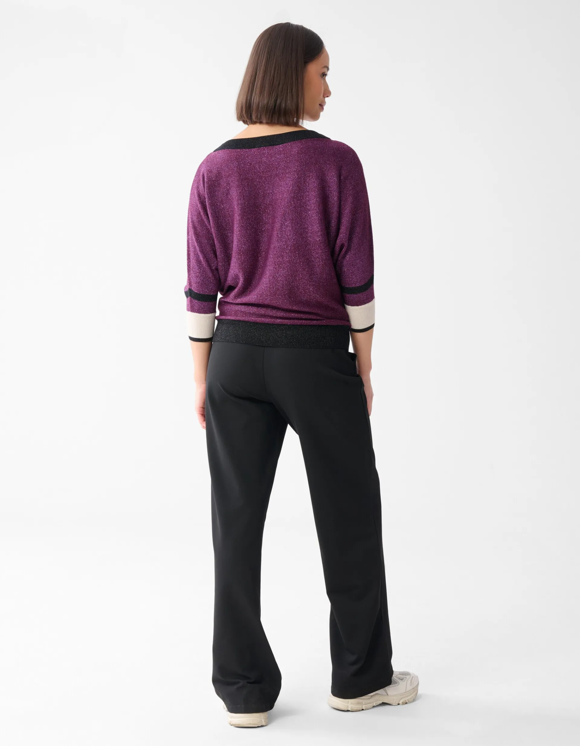 Shoeby Colorblock Glitter Batwing Trui Paars<DAMES Truien En Sweaters