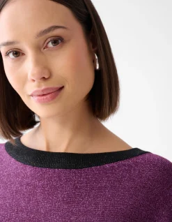 Shoeby Colorblock Glitter Batwing Trui Paars<DAMES Truien En Sweaters