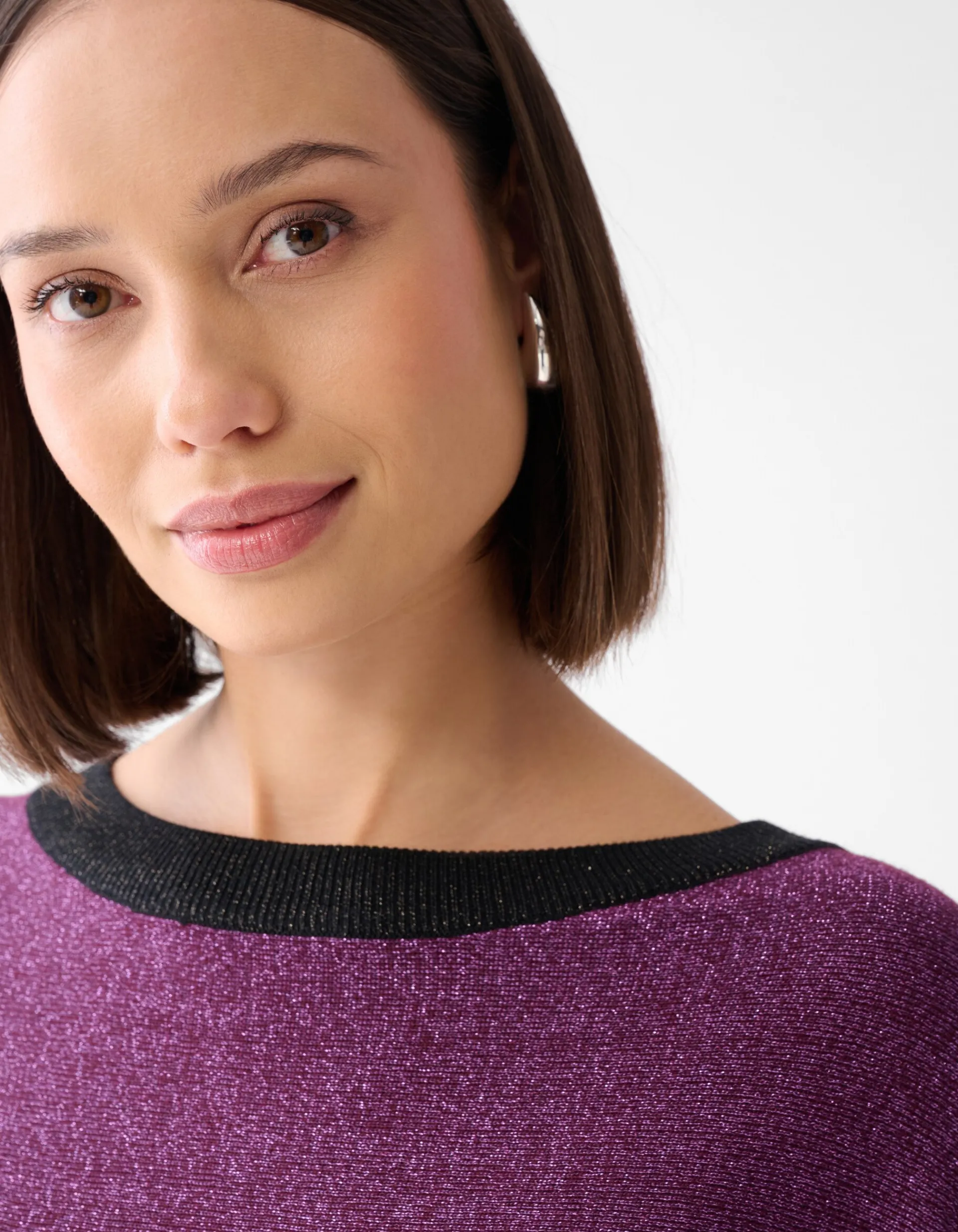 Shoeby Colorblock Glitter Batwing Trui Paars<DAMES Truien En Sweaters