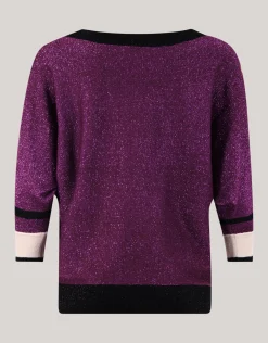 Shoeby Colorblock Glitter Batwing Trui Paars<DAMES Truien En Sweaters