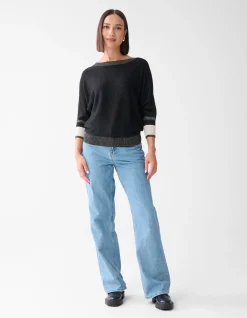 Shoeby Colorblock Glitter Batwing Trui Zwart<DAMES Truien En Sweaters